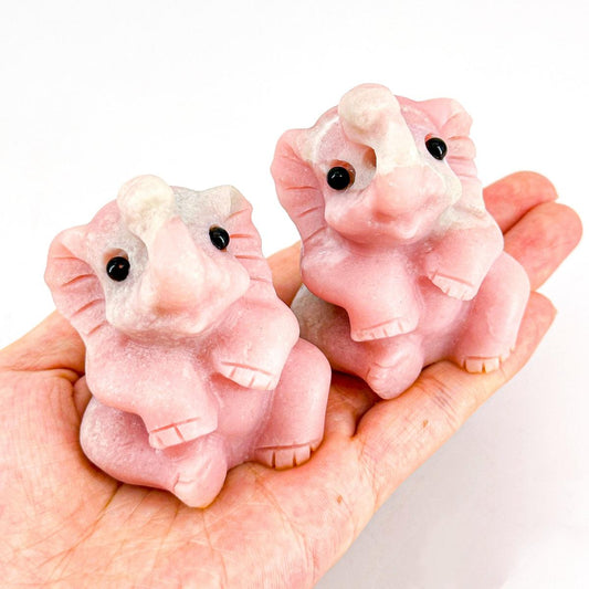 1 Count Pink Opal Baby Elephant - Natural Crystal, Elegance & Positivity | Pretty Gift, Room Decoration, Healing Crystal