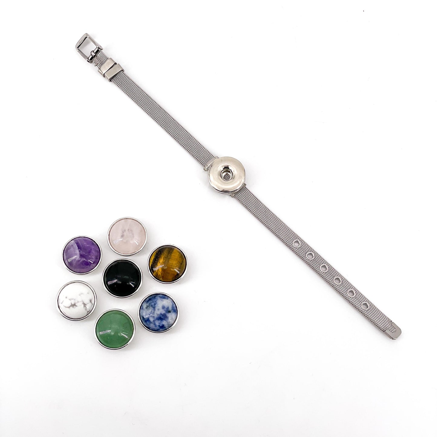 Chakra woven bracelet，Crystal button bracelet，interchangeable crystal bracelet