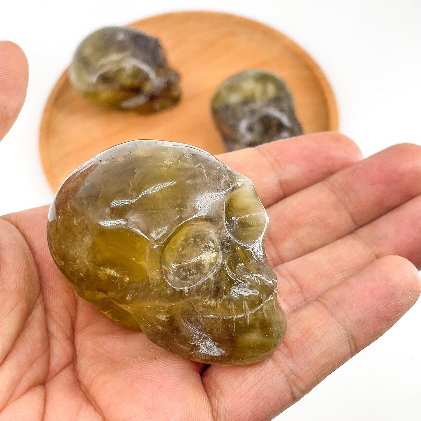 Natural citrine Skull，Home Decoration，Halloween Horror Craft Decoration, Ideal Gift Choice