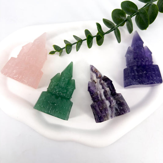 Natural Crystal Decoration ornaments Castle Carving, great decorative effect, creative gifts
