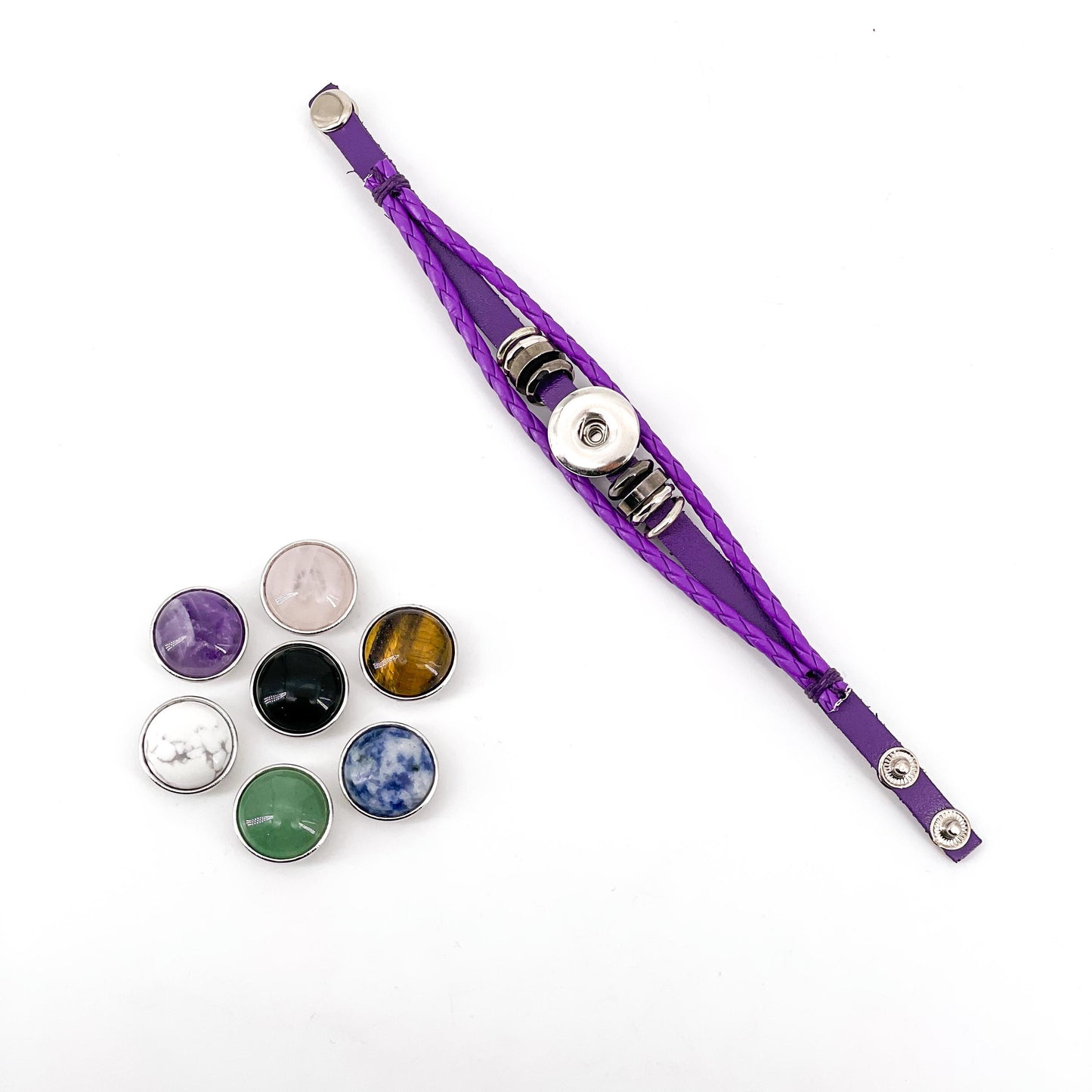 Chakra woven bracelet，Crystal button bracelet，interchangeable crystal bracelet