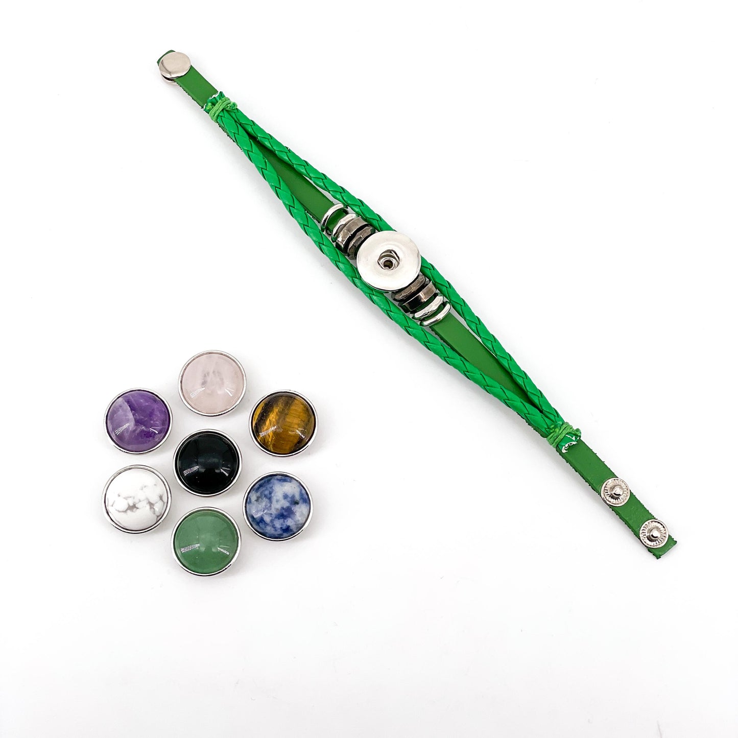 Chakra woven bracelet，Crystal button bracelet，interchangeable crystal bracelet
