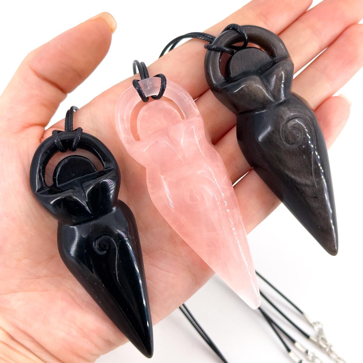 1 Count Natural Crystal Spring Nymph Goddess Carving Necklace, ideal choice for gifts, home decoration