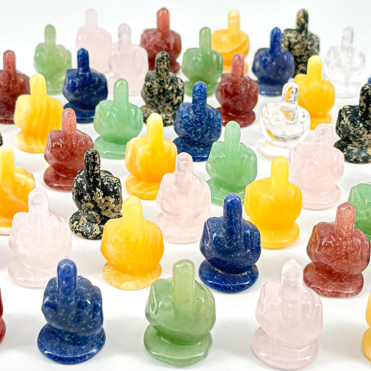 1 Count Mini Middle Finger Crystal Carving, gesture decoration, home decoration, holiday gift