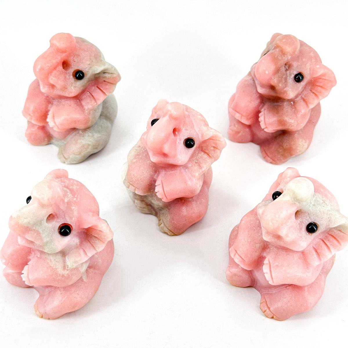 1 Count Pink Opal Baby Elephant - Natural Crystal, Elegance & Positivity | Pretty Gift, Room Decoration, Healing Crystal