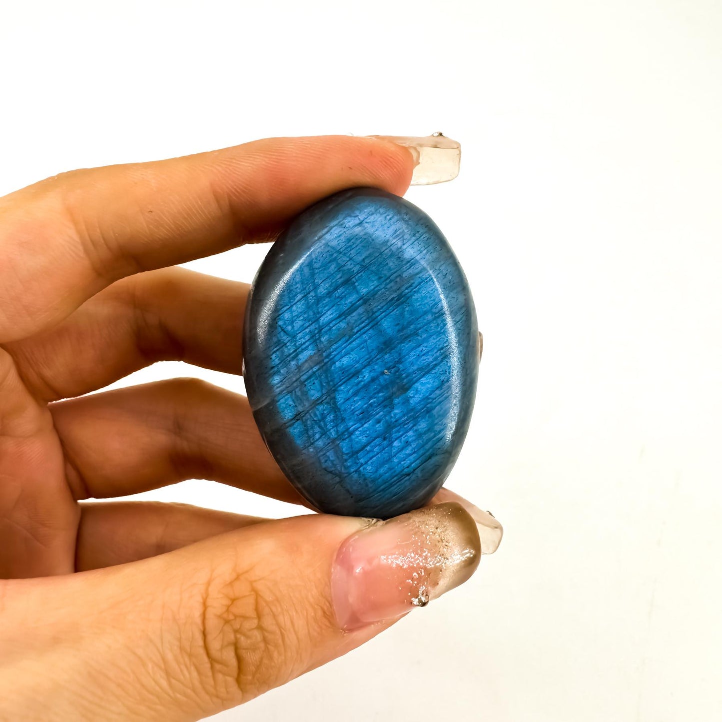 1 count Natural Labradorite Crystal palm Stone, Irregular Polished Crystal Gemstone, Balance Chakra Reiki Energy, Home & Office Decoration