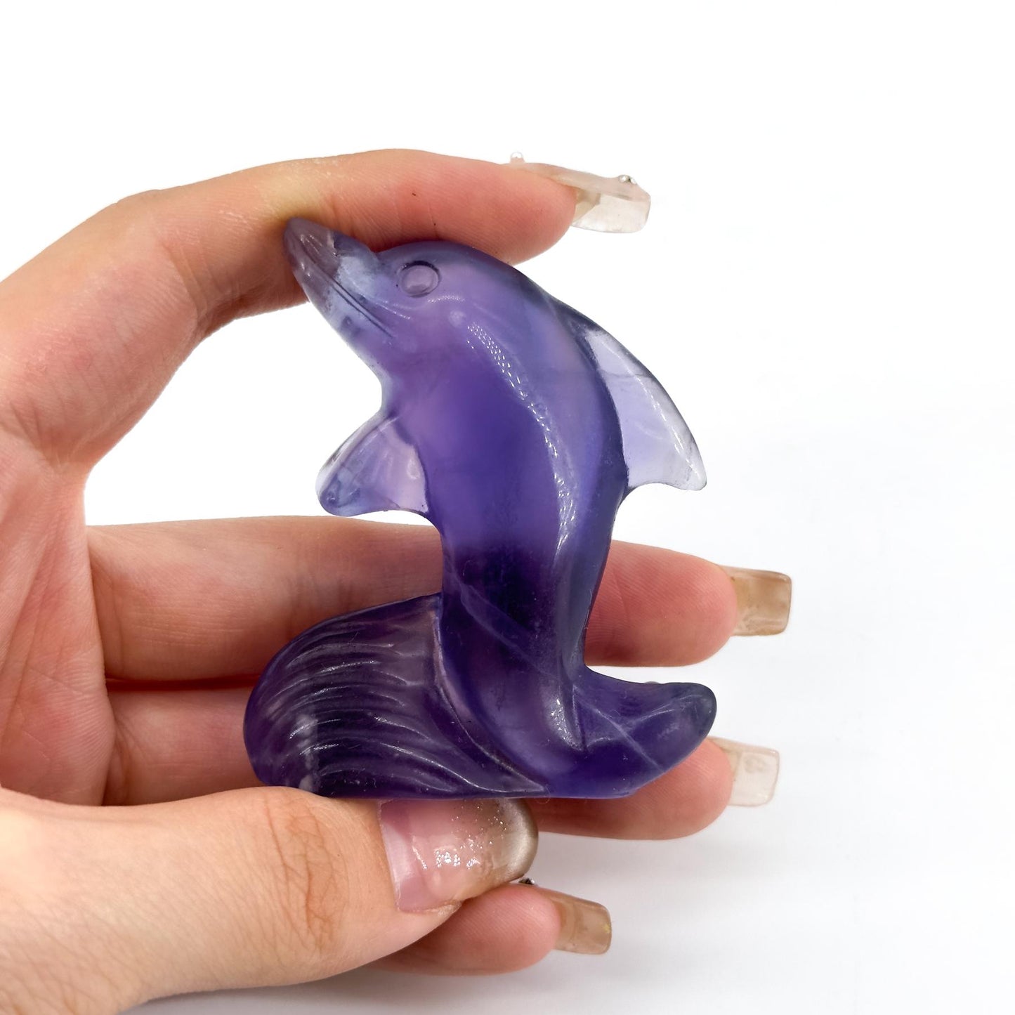 Natural Crystal Dolphin Carving, creative cute little dolphin ornament, marine life animal decoration, animal carving crystal gift