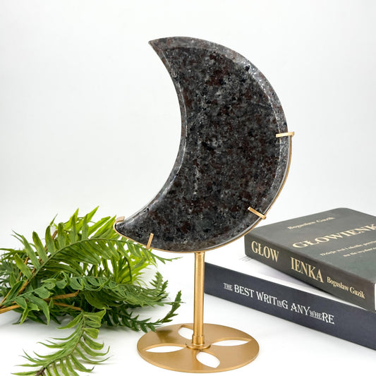 Natural Carved Yooperlite Moon,Perfect for Enchanting Home Decor & Unique Gifts for All Seasons