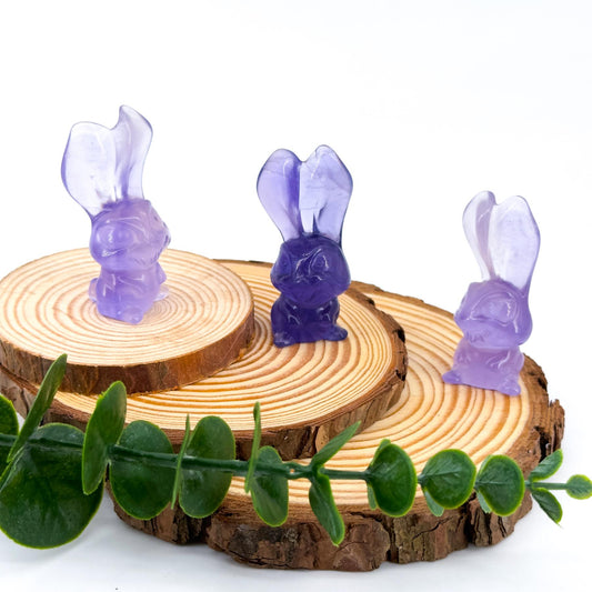 Fluorite Demon Rabbit Carving, natural stone gemstone, rabbit carving home decoration, holiday gift