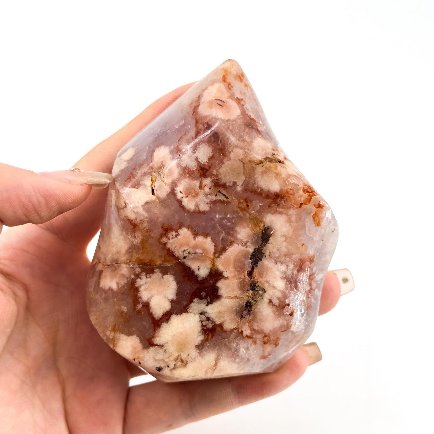 1 count Flower Agate Flame Cherry Blossom Agate Flame, Flame Shape , Crystal Chakra Stone