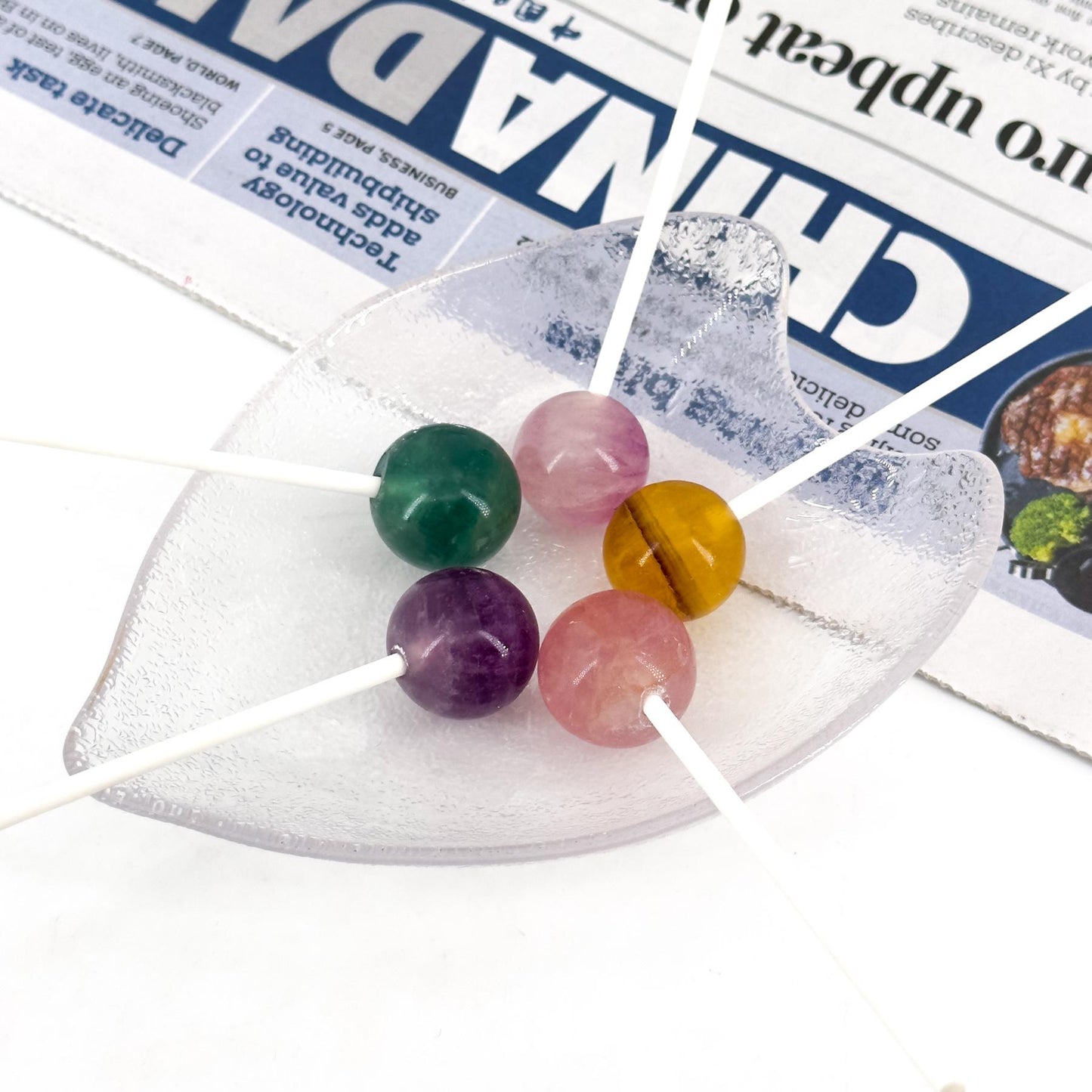 Fluorite Lollipop,Natural Crystal Carvings,Crystal Ornaments, , Healing Energy