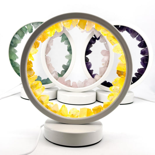 Natural Crystal Round Night Light Energy Crystal Clusters Stone Lamp For Spiritual Balance, Serene Glow For Relaxation And Sleep, USB Bedside Lamp