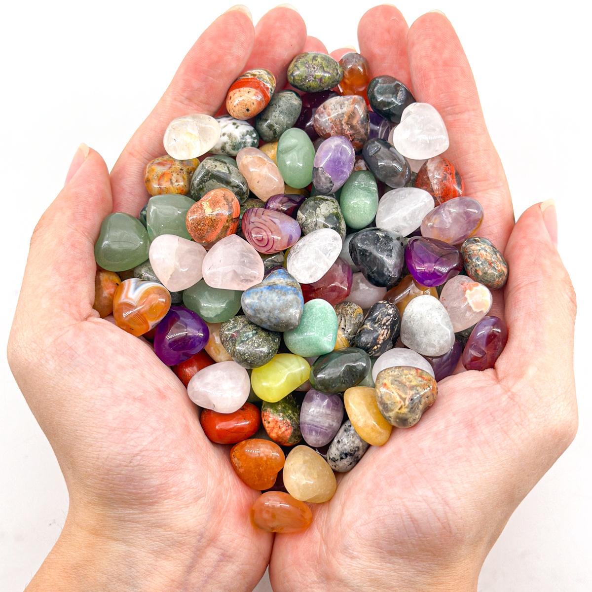 Mixed Crystal Heart Stones - Hand-Carved Crystal Hearts for TikTok Decor, Chakra Healing, and Gifts