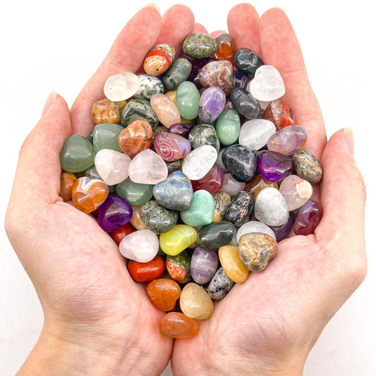 Mixed Crystal Heart Stones - Hand-Carved Crystal Hearts for TikTok Decor, Chakra Healing, and Gifts