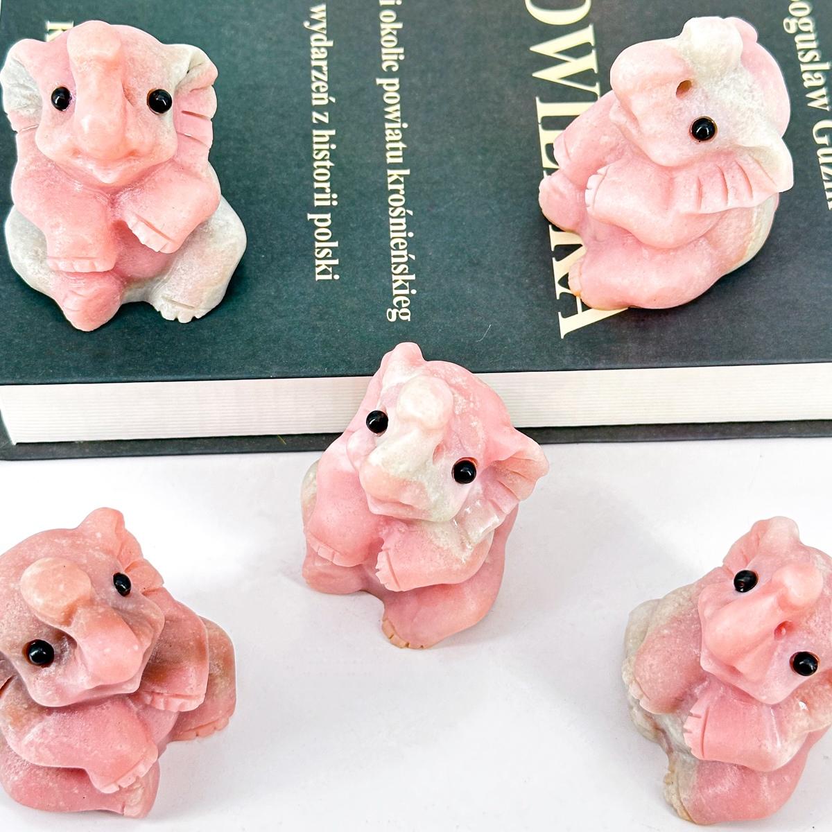 1 Count Pink Opal Baby Elephant - Natural Crystal, Elegance & Positivity | Pretty Gift, Room Decoration, Healing Crystal