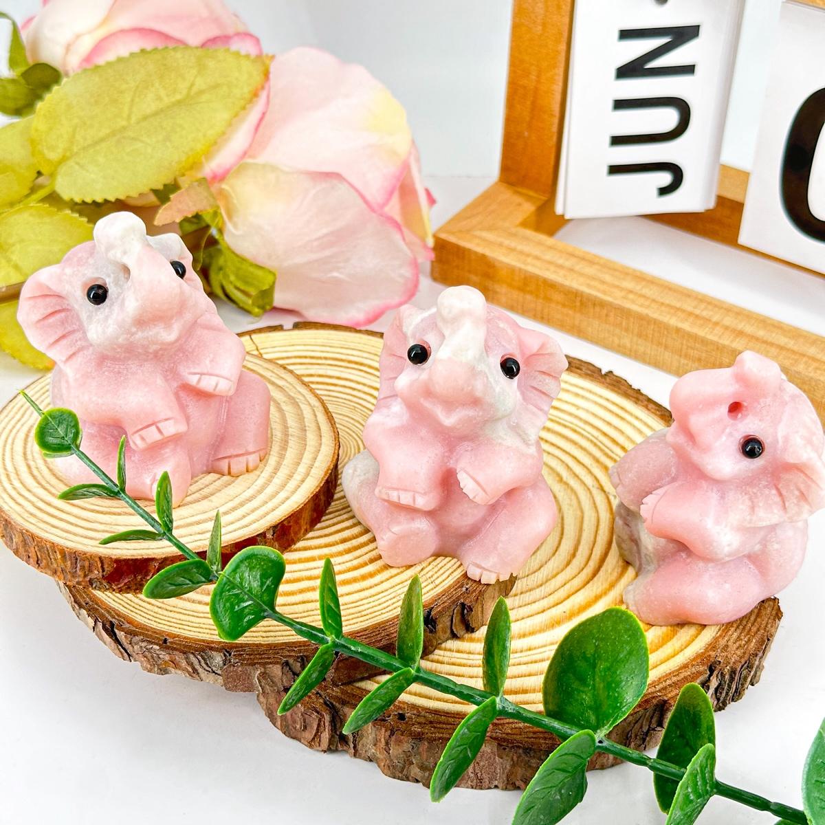 1 Count Pink Opal Baby Elephant - Natural Crystal, Elegance & Positivity | Pretty Gift, Room Decoration, Healing Crystal