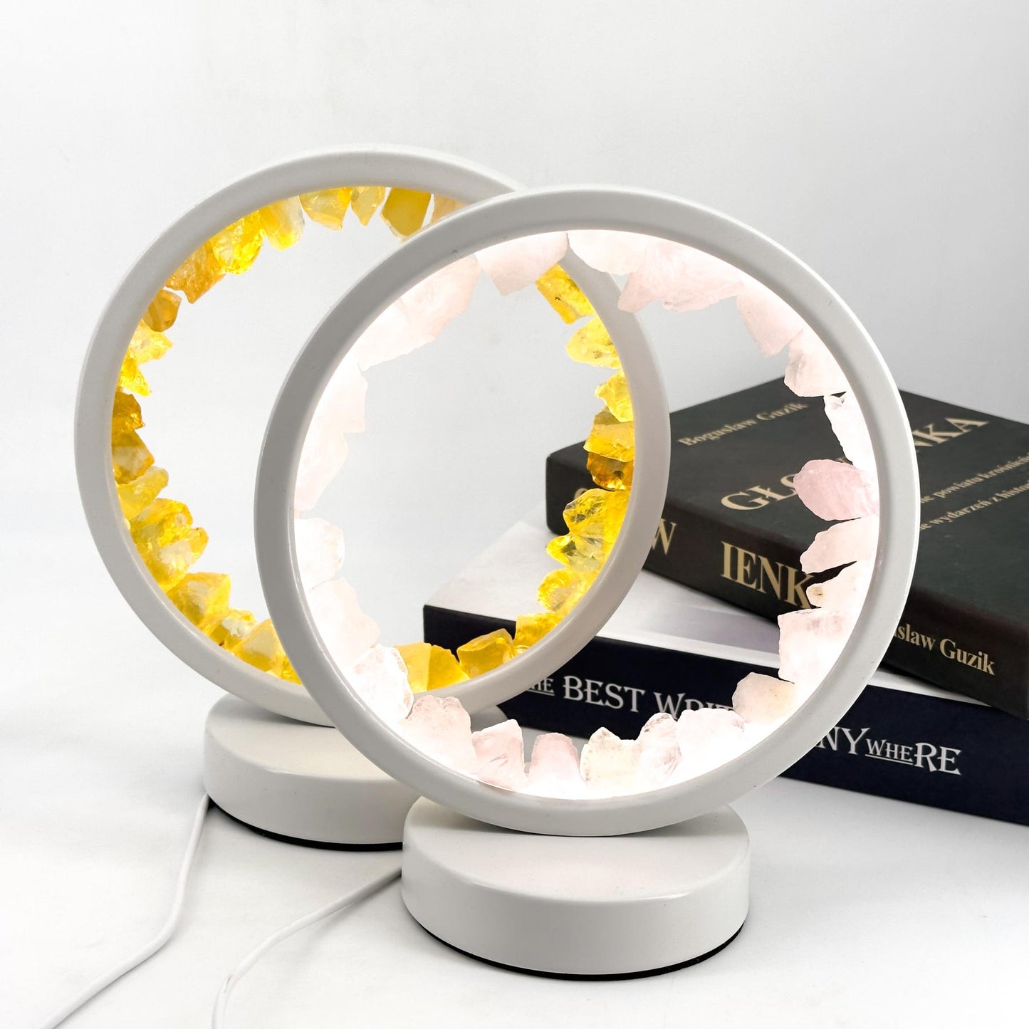Natural Crystal Round Night Light Energy Crystal Clusters Stone Lamp For Spiritual Balance, Serene Glow For Relaxation And Sleep, USB Bedside Lamp