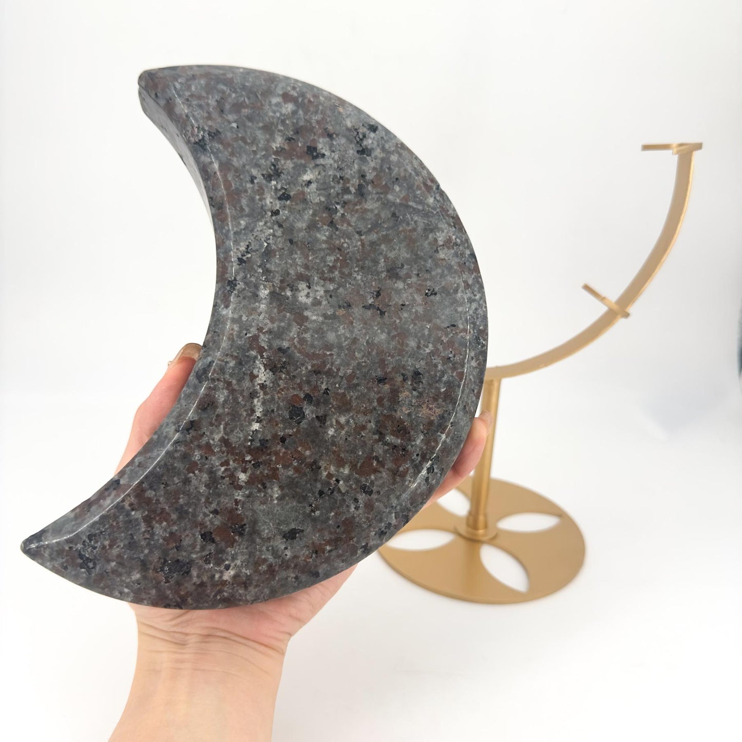 Natural Carved Yooperlite Moon,Perfect for Enchanting Home Decor & Unique Gifts for All Seasons