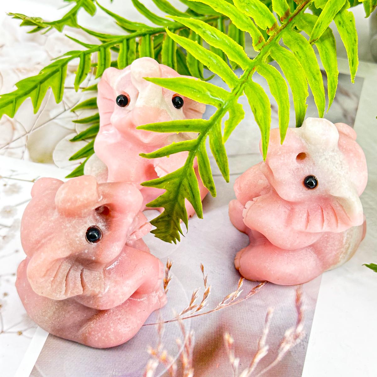 1 Count Pink Opal Baby Elephant - Natural Crystal, Elegance & Positivity | Pretty Gift, Room Decoration, Healing Crystal