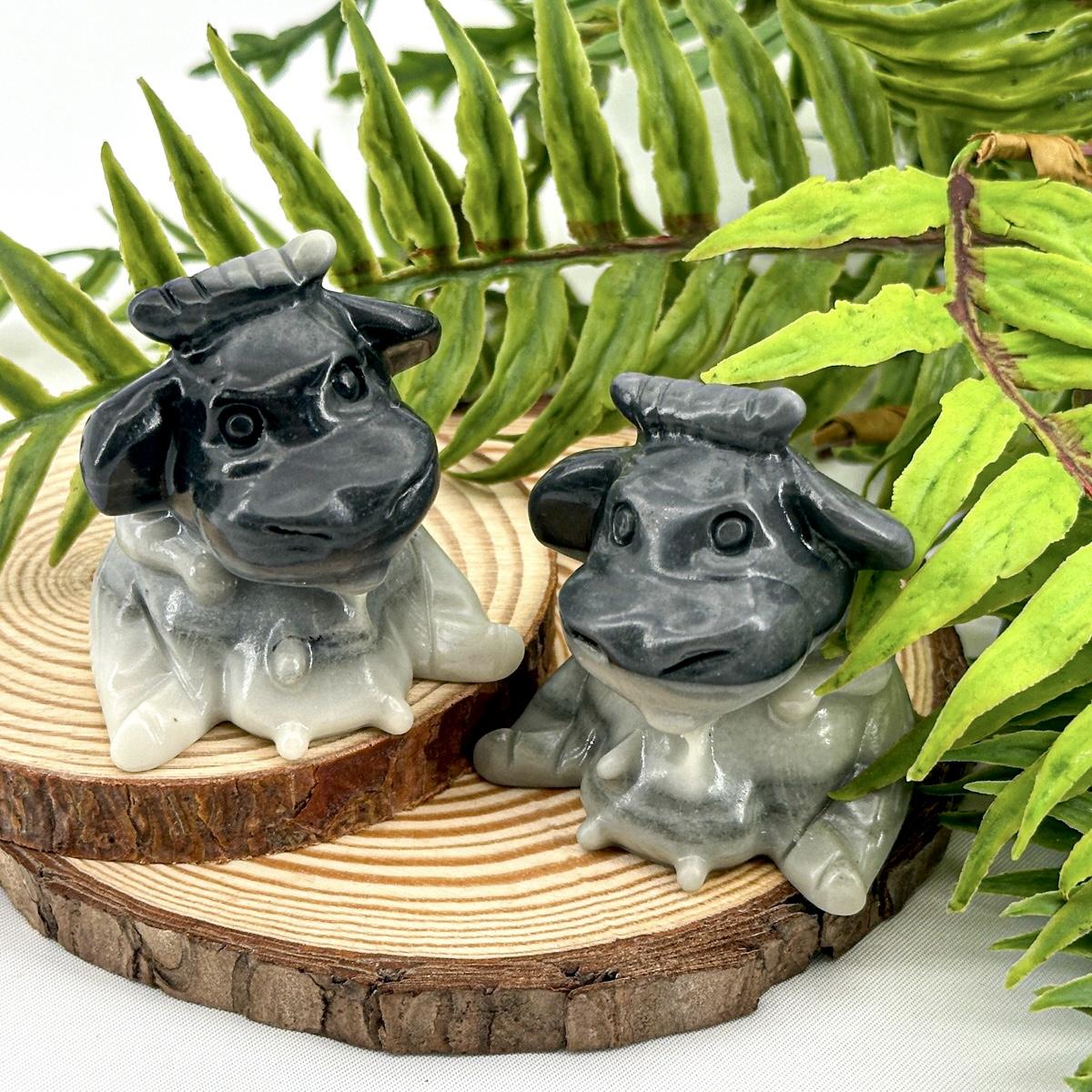 1 Count Crystal Baby Dairy Cow | TaiChi Stone | Unique Decor