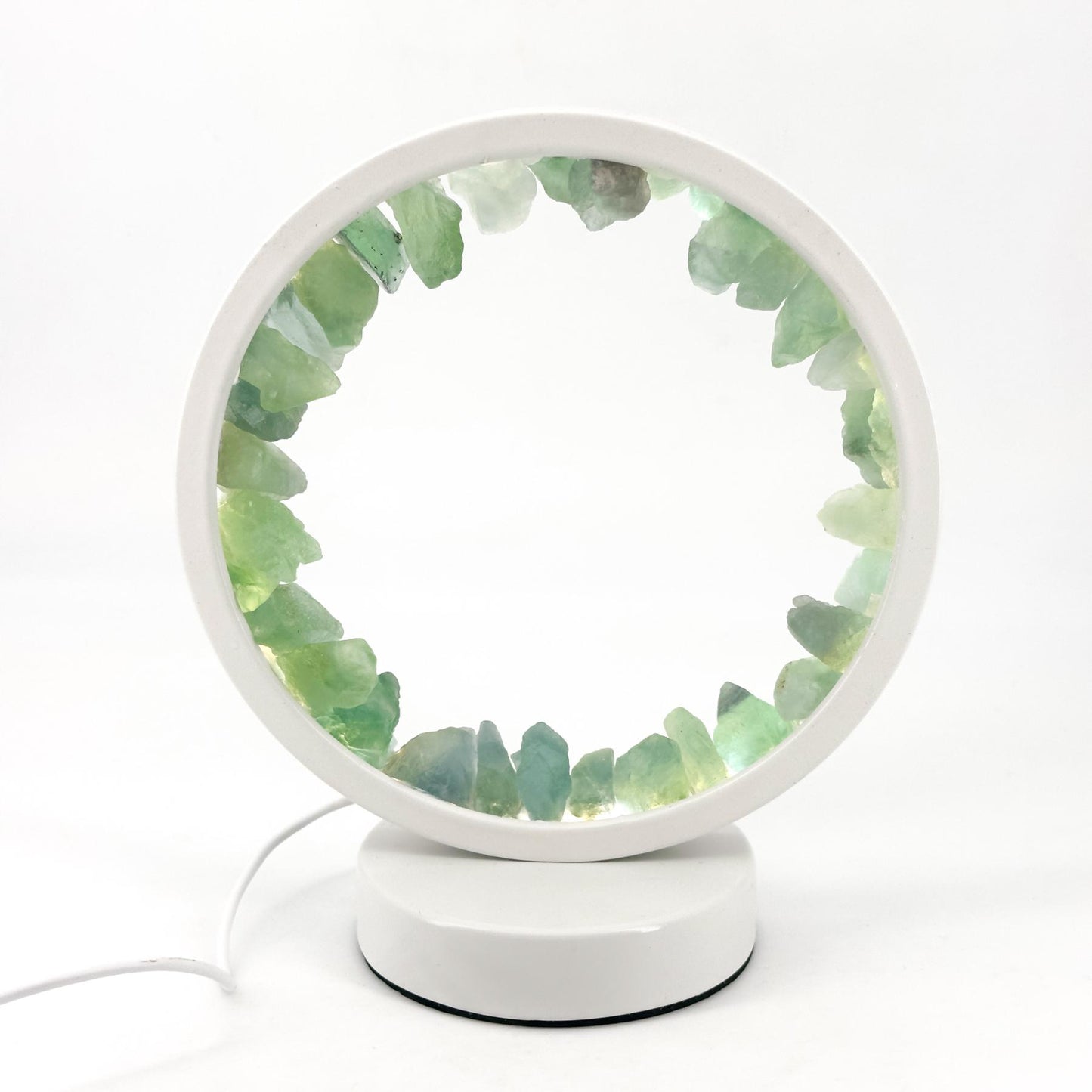 Natural Crystal Round Night Light Energy Crystal Clusters Stone Lamp For Spiritual Balance, Serene Glow For Relaxation And Sleep, USB Bedside Lamp