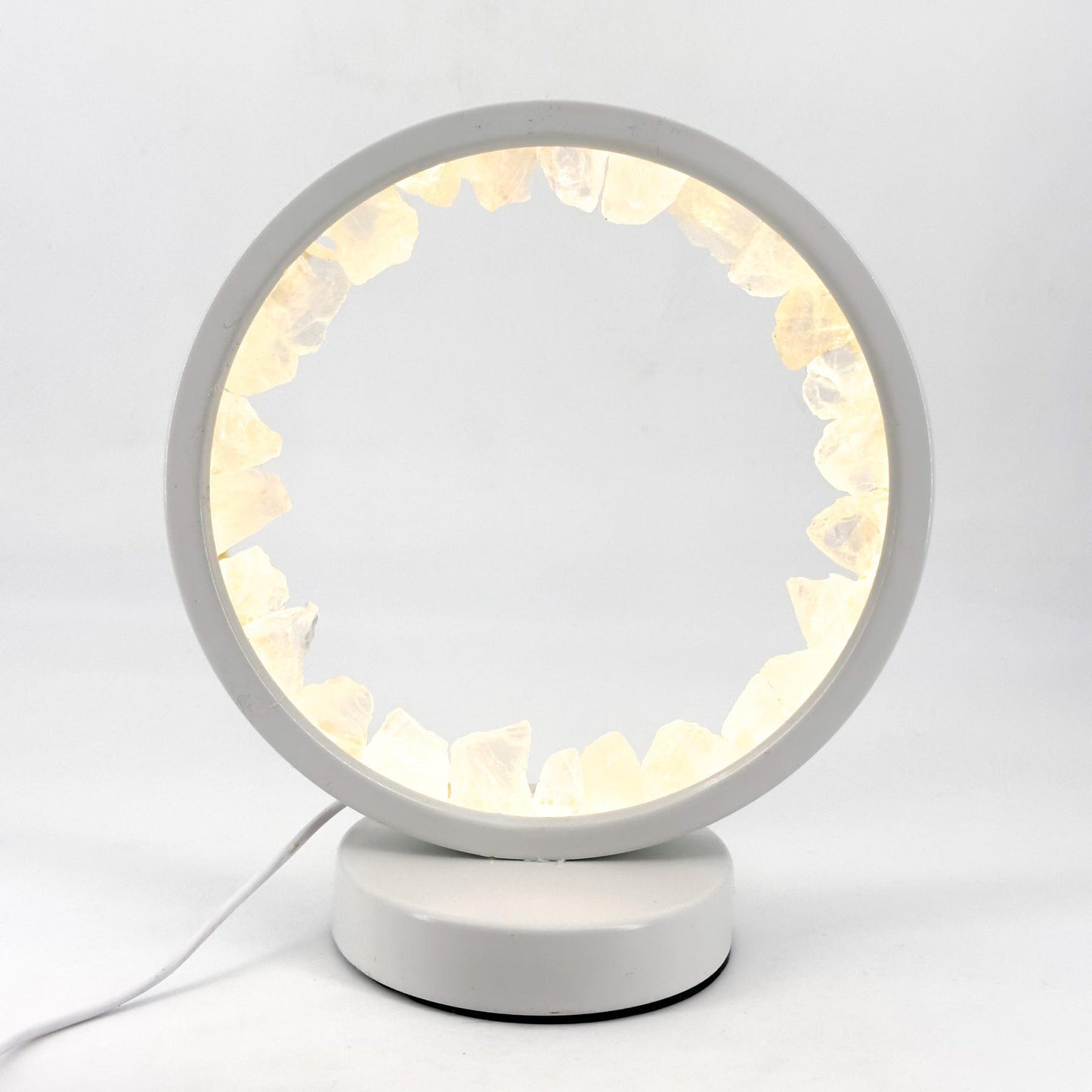 Natural Crystal Round Night Light Energy Crystal Clusters Stone Lamp For Spiritual Balance, Serene Glow For Relaxation And Sleep, USB Bedside Lamp