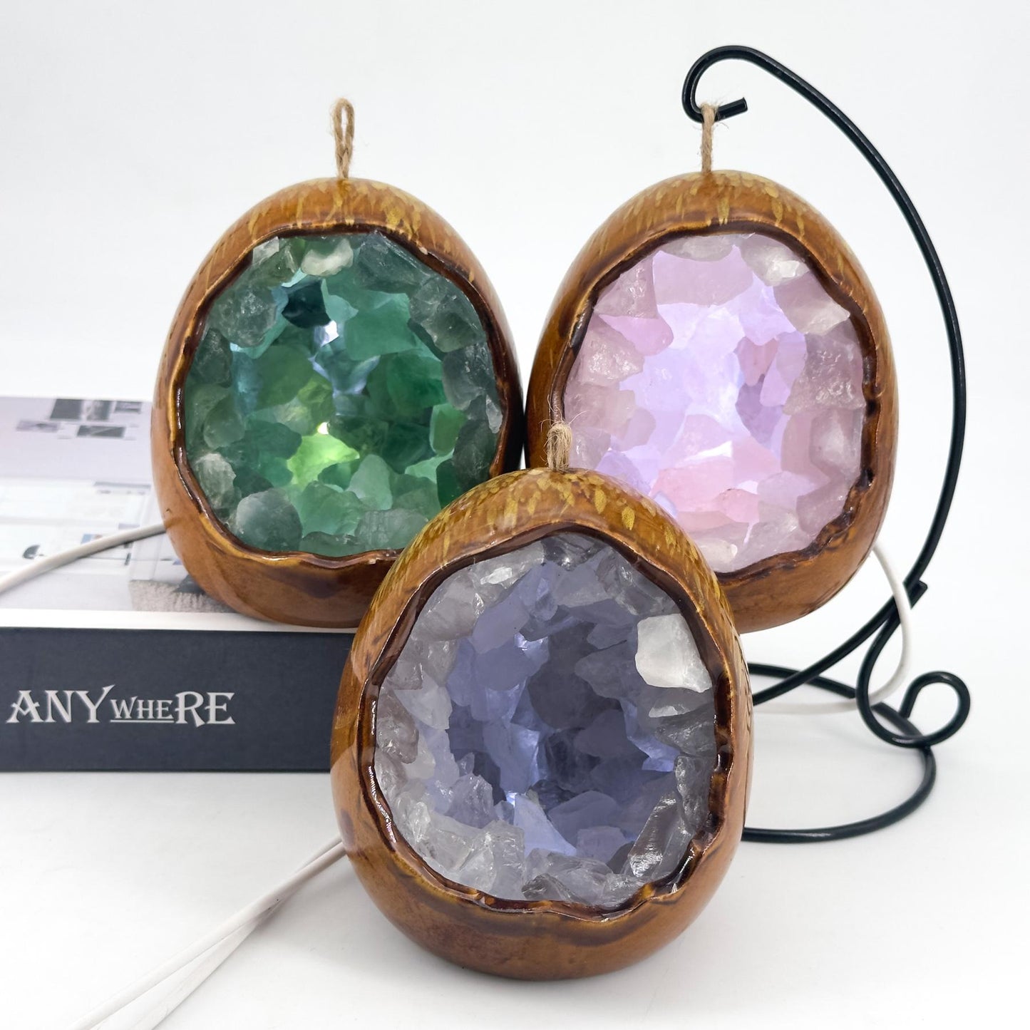 Crystal Dragon Egg Night Light ,USB Bedside Lamp,nergy Crystal Clusters Stone Lamp