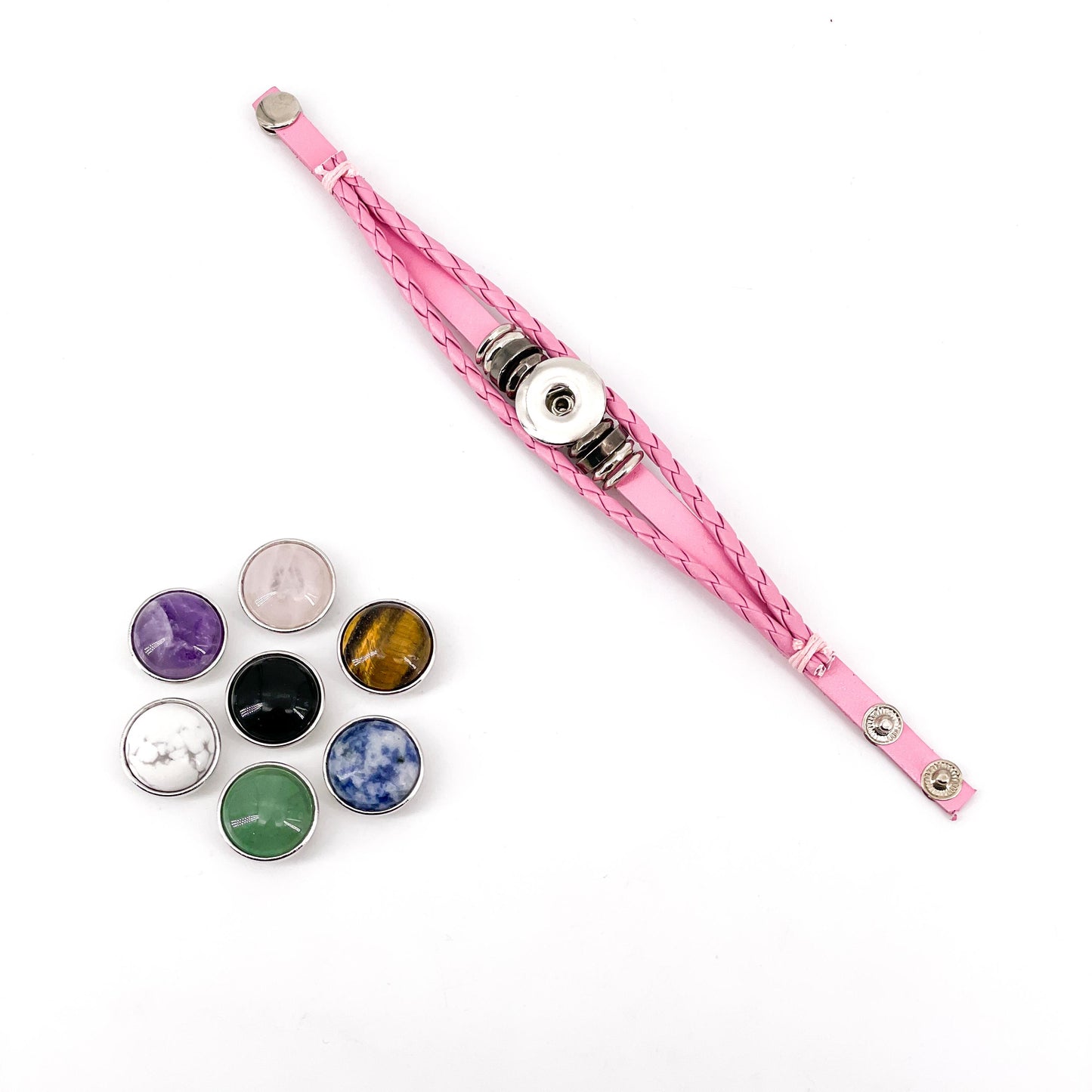 Chakra woven bracelet，Crystal button bracelet，interchangeable crystal bracelet