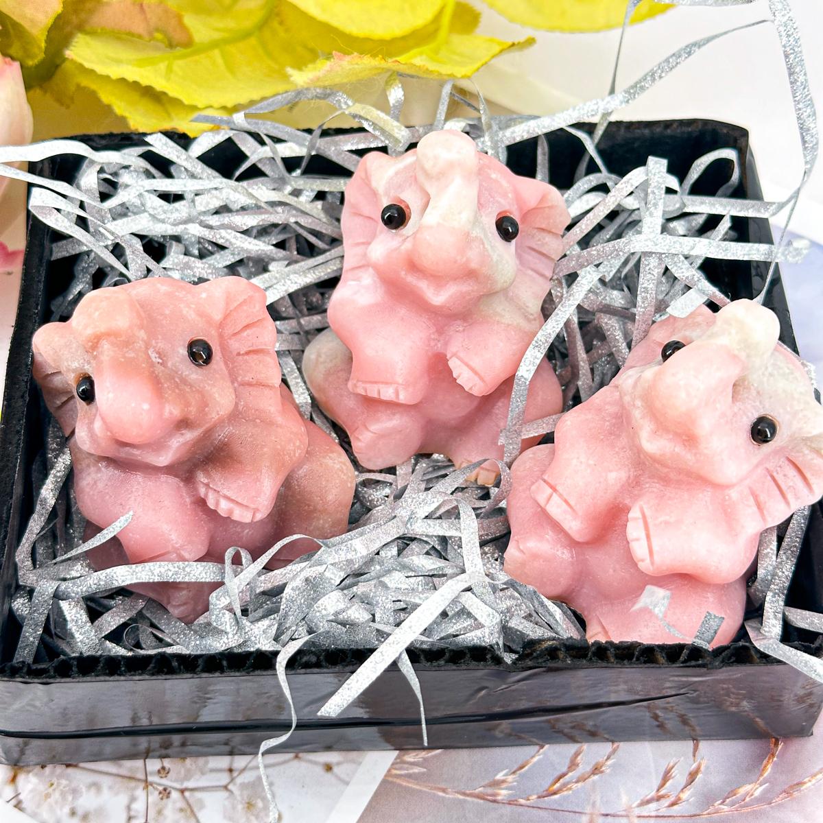 1 Count Pink Opal Baby Elephant - Natural Crystal, Elegance & Positivity | Pretty Gift, Room Decoration, Healing Crystal