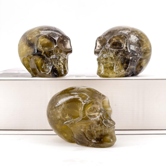 Natural citrine Skull，Home Decoration，Halloween Horror Craft Decoration, Ideal Gift Choice