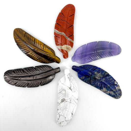 Natural Crystal Feather Carving, home decoration, mini carving ornament, creative gift