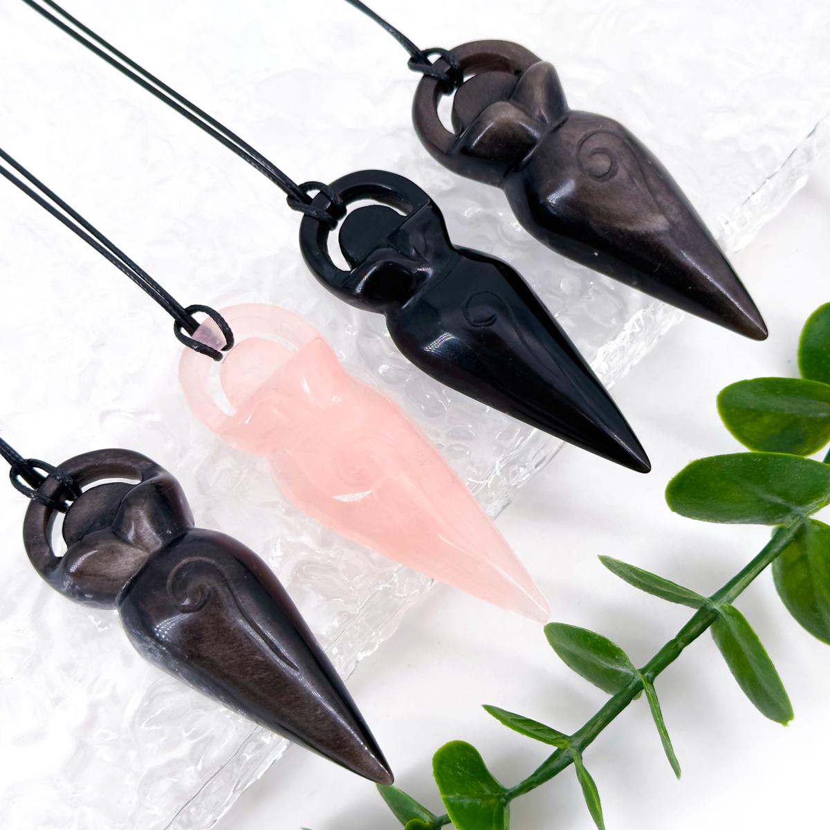 1 Count Natural Crystal Spring Nymph Goddess Carving Necklace, ideal choice for gifts, home decoration