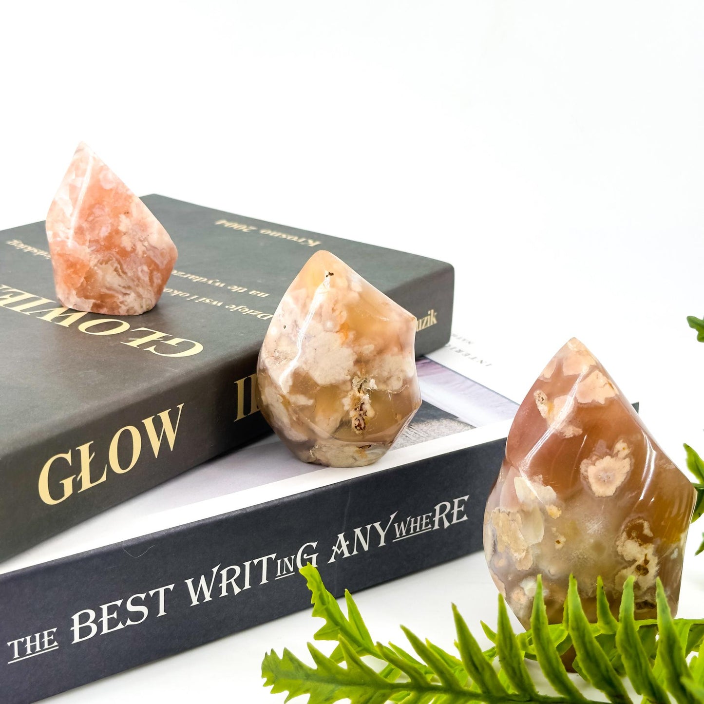 1 count Flower Agate Flame Cherry Blossom Agate Flame, Flame Shape , Crystal Chakra Stone