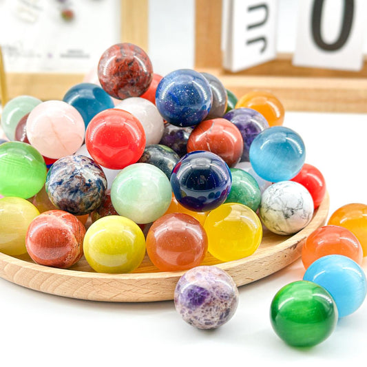 Hand-Carved Mixed Crystal Spheres - Colorful Crystal Balls for TikTok Home Decor, Energy Healing, and Meditation